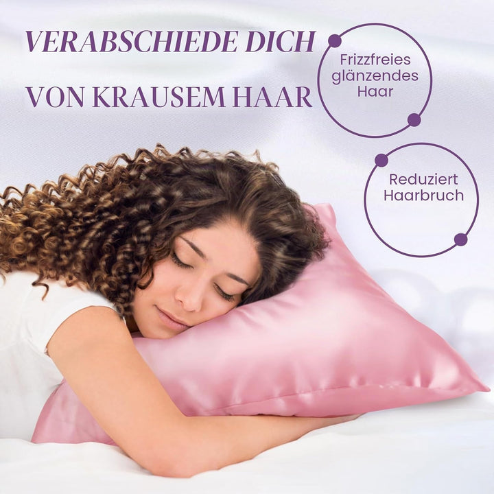 OLESILK Seide Kissenbezug Kissenhülle Haar- und Hautpflege mit Reissverschluss 16 Momme 1 Stück Rosa