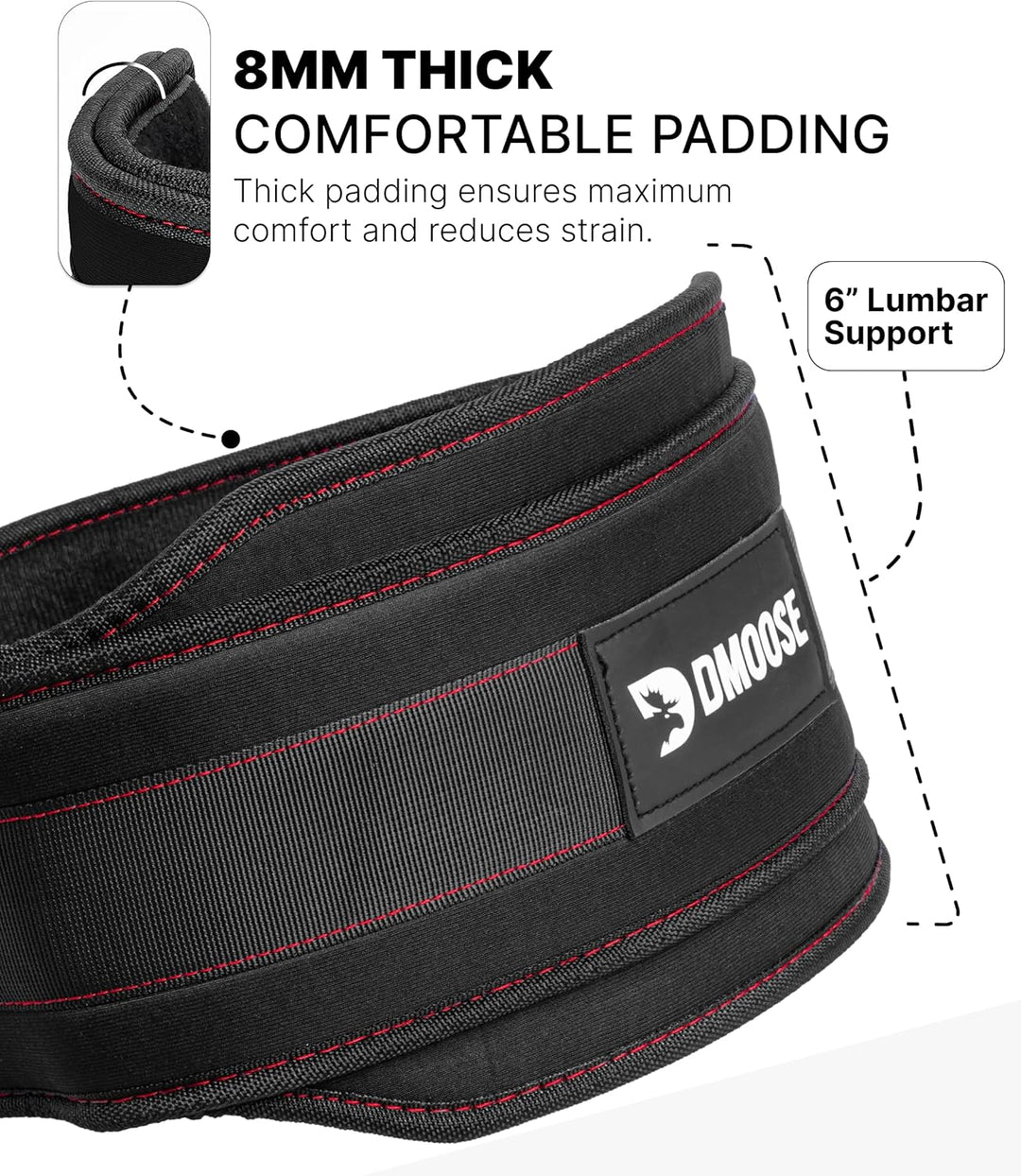 DMoose Fitness Premium Dip Gürtel mit Kette 36" Heavy Duty Stahlkette, Comfort Fit Neopren, Double S