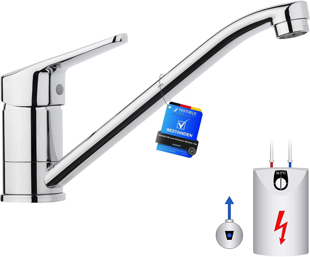 Ibergrif Niederdruck Armatur Küche aus Messing, 360 ° Drehbare Wasserhahn Küche, Leicht zu zerlegen