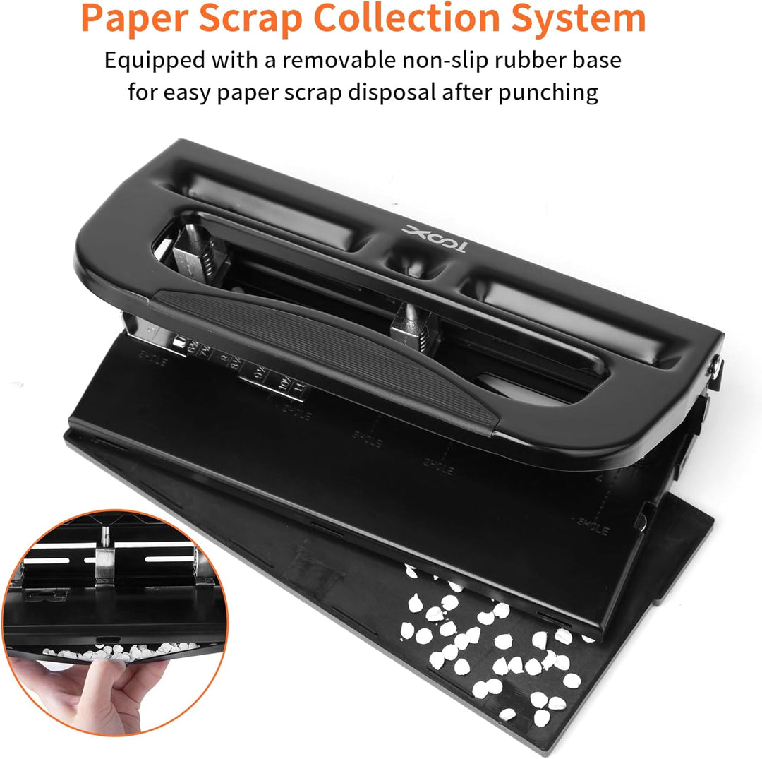 XOOL 3-fach Büro Locher für 40 Blatt, verstellbarer Locher aus Metall, Ergonomisches Design Büroloch