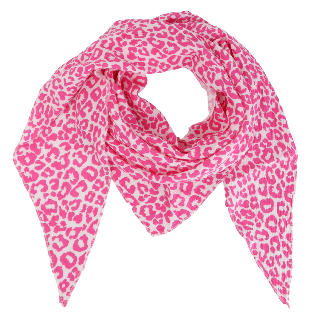 MIRROSI Damen Musselin Halstuch Made in Italy mit Leoprint oder Unifarben – Leichtes Dreieckstuch fü