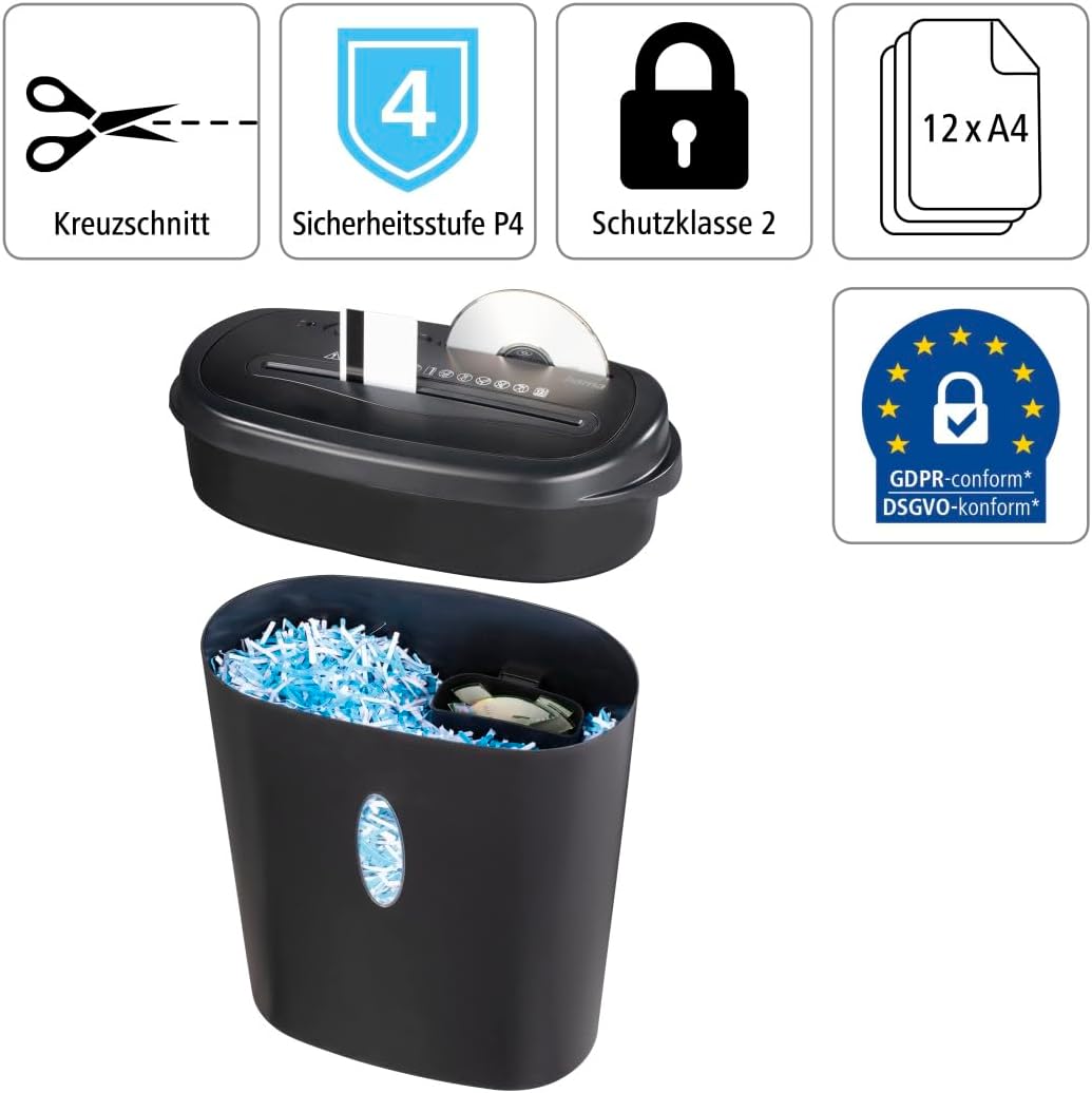 Hama Aktenvernichter Einzug Aktenvernichter professionell Home Office (Kreuzschnitt, Schredder, elek