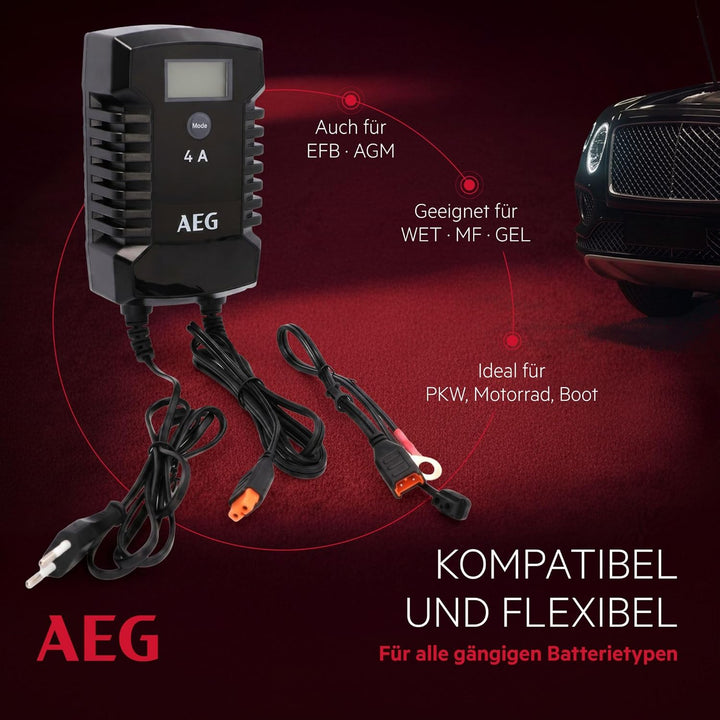 AEG Automotive 10616 Mikroprozessor-Ladegerät für Auto Batterie LD 4.0, 4 Ampere für 6/12 V, 7-HF La