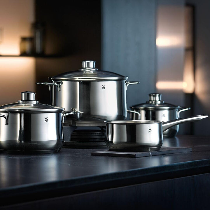 WMF Diadem Plus Topfset Induktion 4-teilig, Kochtopf Set mit Glasdeckel, Cromargan Edelstahl poliert