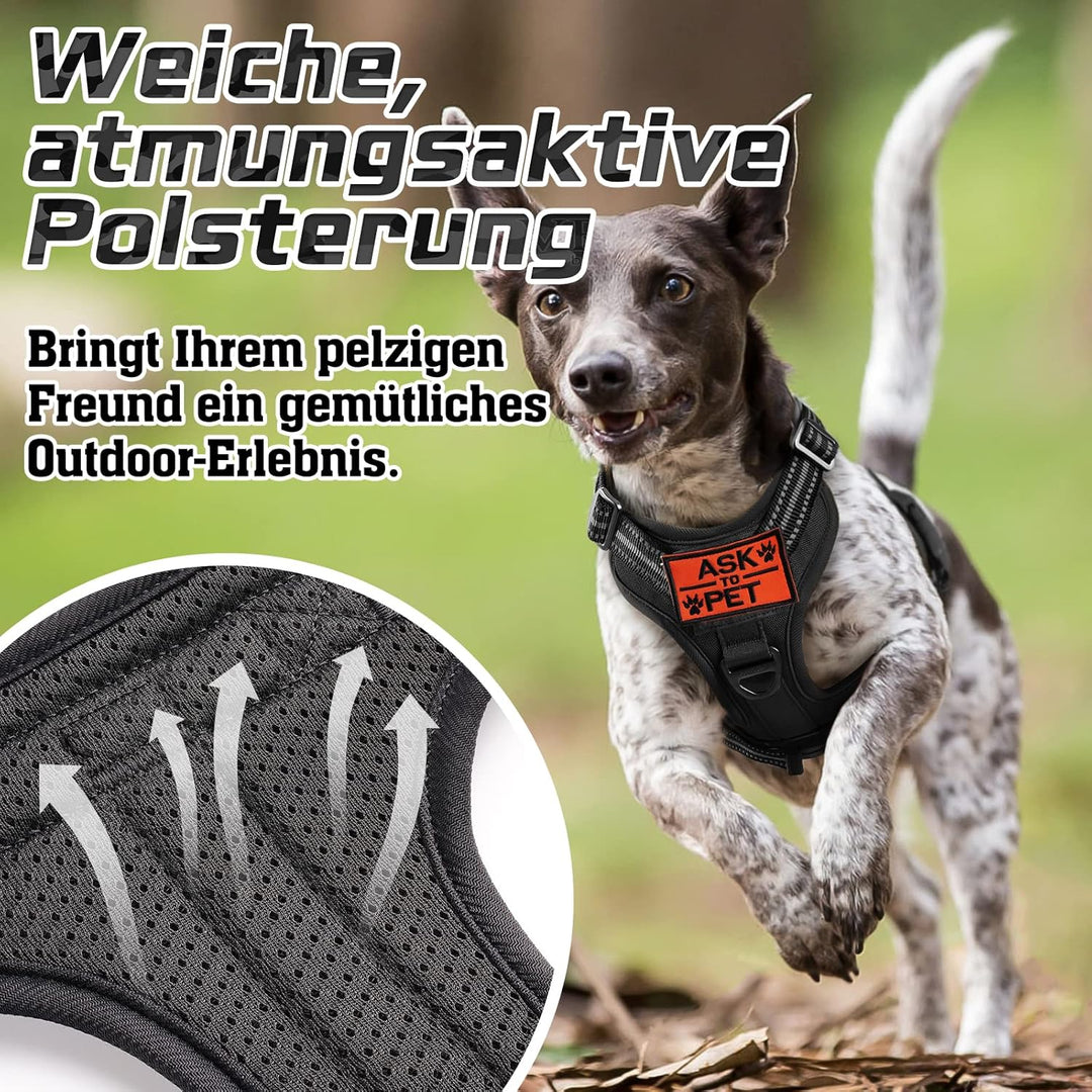 rabbitgoo Hundegeschirr mittelgrosse Hunde, Anti Zug Geschirr Hund Verstellbar mit Griffe Verbreiter