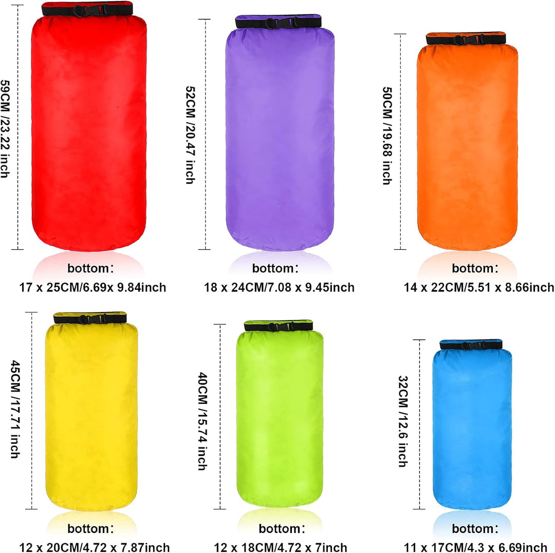 6 Stück wasserdichte Trockenbeutel Set Trockensack Leicht Luftdicht Packsack Set 20 L 15 L 10 L 8 L