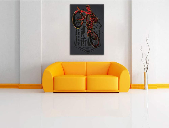 Creepy Biker black Leinwandbild Bild auf Leinwand, XXL riesige Bilder fertig gerahmt mit Keilrahmen,
