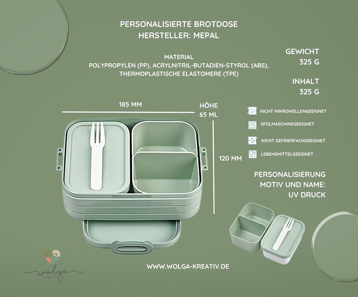 wolga-kreativ personalisierte Mepal Brotdose mit Auto Monstertrack Motiv - Lunchbox Kinder, Jausenbo