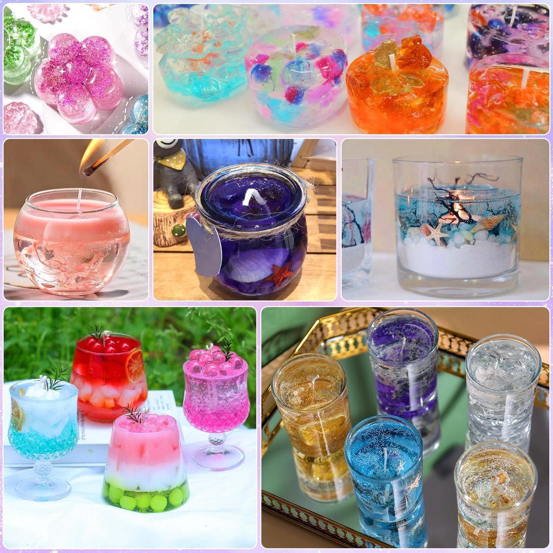Blingfun 7 Farben Jelly Gel Wachs für DIY Kerze machen - 9pcs Non-Toxic duftende Gel Wachs Kit, lang
