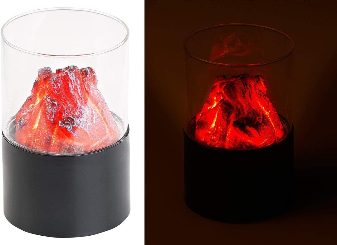 Carlo Milano LED Flamme: 2er-Set Mini-Dekofeuer mit Flackerlicht, Sichtglas, batteriebetrieben (Flac