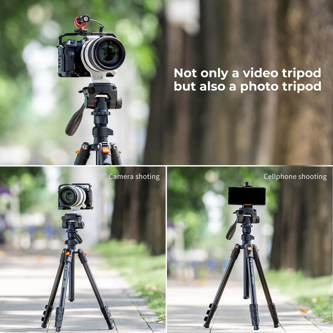K&F Concept 177cm Kamera Handy Stativ,Video Stativ, Neues Leichtes Reisestativ, Tripod mit 3-Wege-Ko