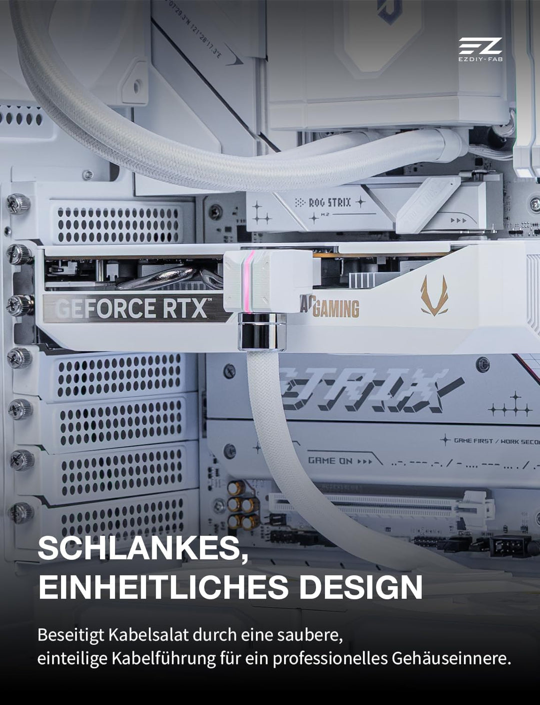 EZDIY-FAB UNIFAS ARGB 8-Pin PCIe-GPU-Verlängerungskabel, 16AWG, 90-Grad-Rechtwinkelstecker, 5V 3-Pin