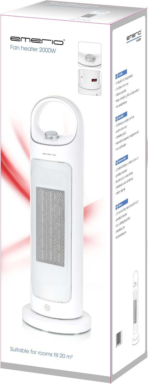 Emerio 2000W ECO Keramik Heizlüfter Säule/Turm, zwei Leistungsstufen, energiesparender Betrieb durch