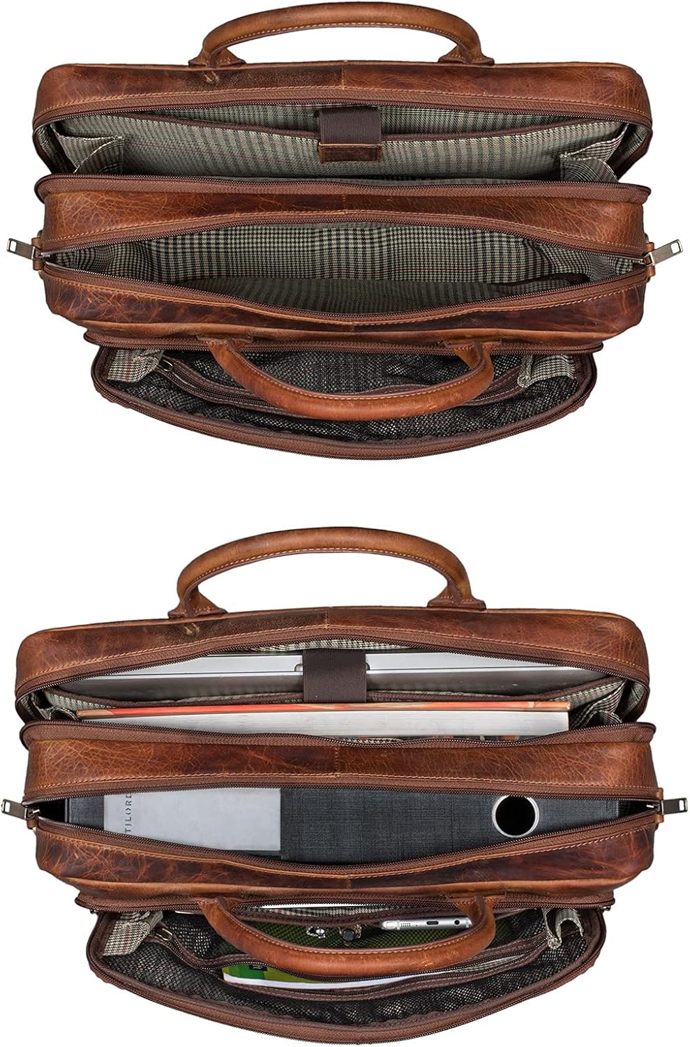STILORD 'Dawson' Leder Aktentasche Umhängetasche mit Laptopfach 15,6 Zoll Vintage Bürotasche DIN A4