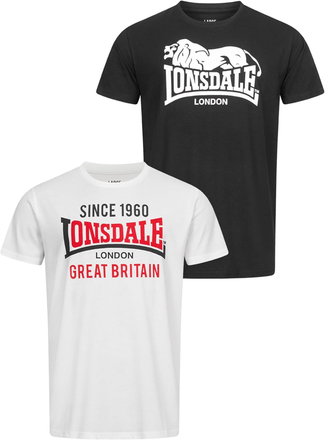 Lonsdale Herren Collessie Freizeit T-Shirts S Black/White, S Black/White