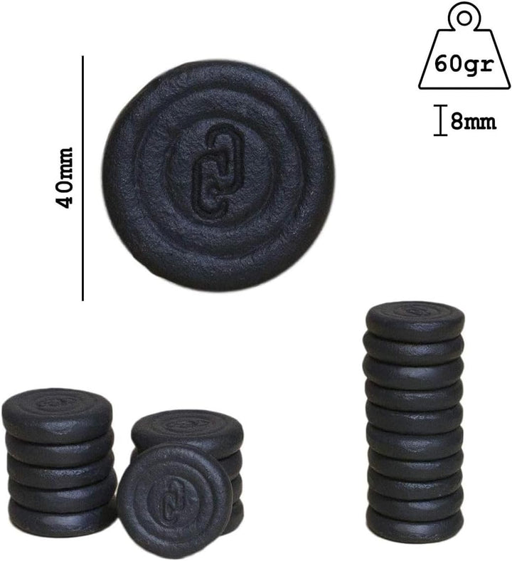 CADENAS ® - 10 Pucks oder Scheiben, Froschspiel, Fassspiel, aus Gusseisen, 40 mm Durchmesser, 8 mm d