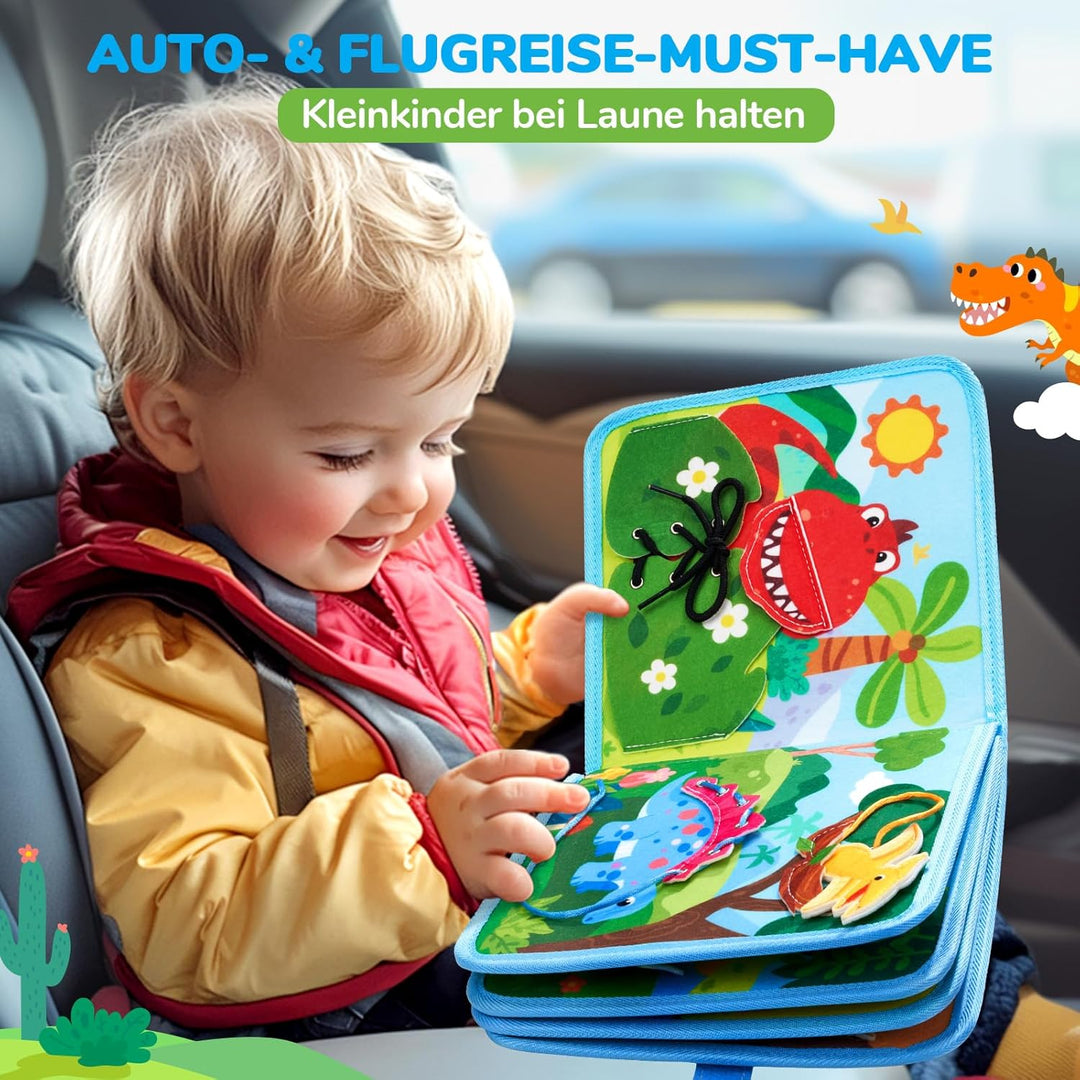 JoyCat Montessori Spielzeug ab 1 Jahr - Dinosaurier Quiet Book Busy Board für Unterwegs, Busy Book f