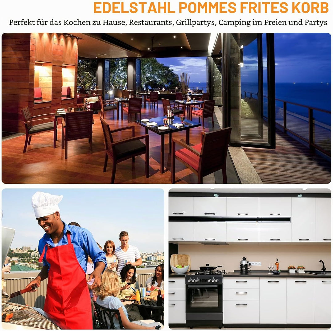 12 Stück Pommes Körbchen: Klein Edelstahl Frittierkorb Silber Pommeskörbchen, Korb für Frittiertes E