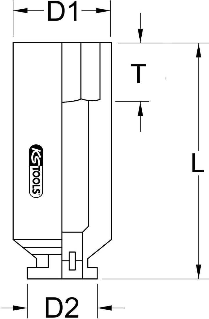 KS Tools 515.1827 1" Sechskant-Kraft-Stecknuss, lang, 27mm 27 mm, 27 mm