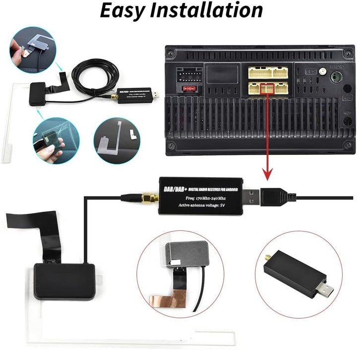 Hikity DAB/DAB+ Digital Adapter Tragbarer DAB+ Radio Tuner Empfänger mit Antenne+SMA Glass Antenne S