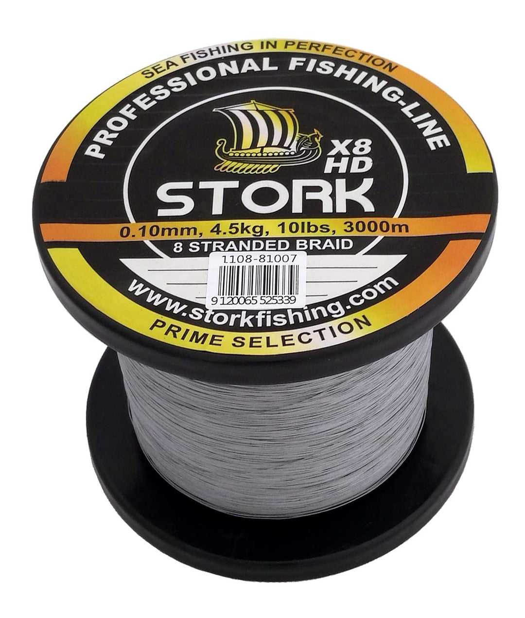 Stork HDx8, 8-Fach geflochtene Premium Angelschnur 3000m Hellgrau 15 lbs / 6.8 kg / 0.14 mm, Hellgra