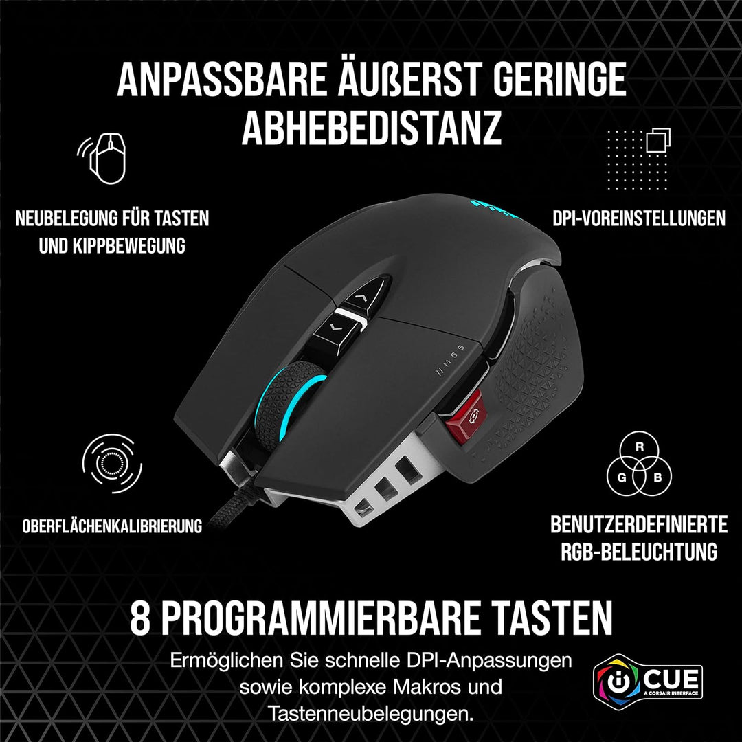 CORSAIR M65 RGB ULTRA Wired Tunable FPS Gaming Mouse - 26.000 DPI - Optische Schalter - Gewichtssyst