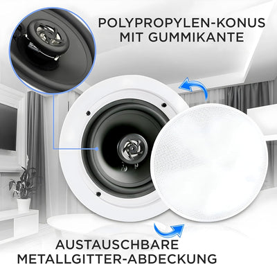 Pyle Paar 16,5 cm Bluetooth Flush Mount Unterputzkabel Decken-2-Wege-Universal Home Lautsprecher Sys