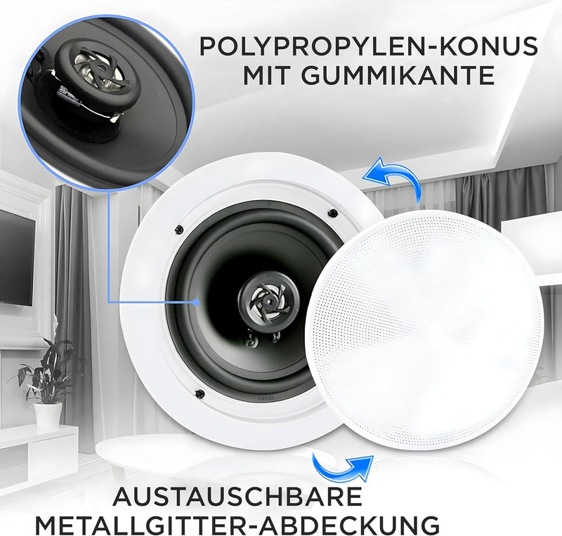 Pyle Paar 16,5 cm Bluetooth Flush Mount Unterputzkabel Decken-2-Wege-Universal Home Lautsprecher Sys