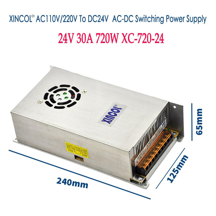 XINCOL AC110V/AC220V to DC24V 30A 720W Trafo Transformator Adapter Netzteil Schaltnetzteil für LED-L