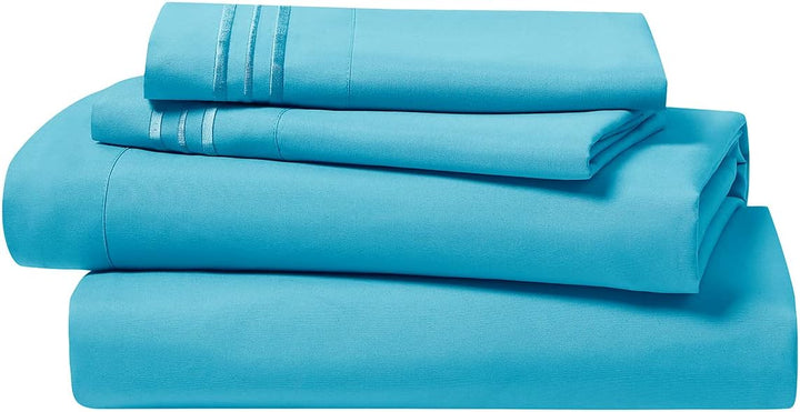 Clara Clark Premier 1800 Series Bettlaken-Set, 4-teilig Tiefe, gebürstete Mikrofaser, knitterfrei, f