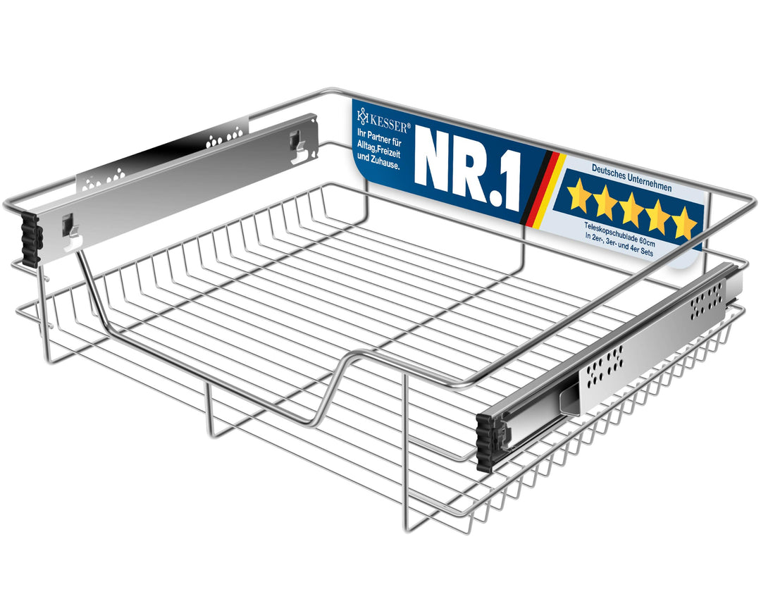 KESSER® Teleskopschublade 60 cm ✓ Küchenschublade ✓ Küchenschrank ✓ Korbauszug ✓ Schrankauszug ✓ Vol