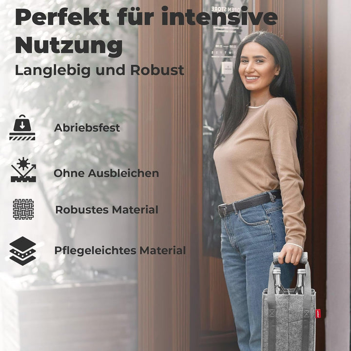 achilles Flaschentasche 4 Fächer je 1,5 Liter – 100% recycelter Filz – Reissfester Flaschenkorb – Fa