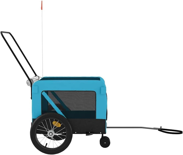 vidaXL Fahrradanhänger Hunde Grau und Schwarz Oxford-Gewebe & Eisen 123 x 63 x 66 cm Blau, 123 x 63