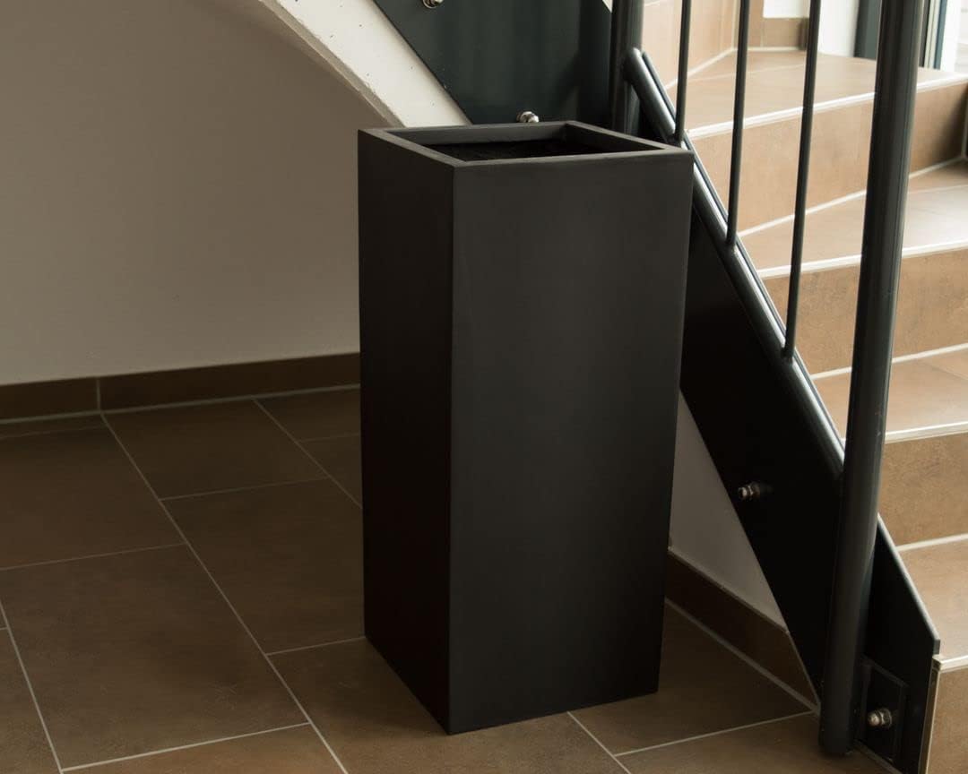 Pflanzkübel, Blumenkübel Fiberglas Säule 30x30x80cm elegant schwarz matt.