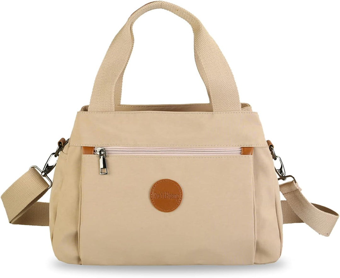 PORRASSO Damen Umhängetasche Casual Handtasche Multi Tasche Nylon Schultertasche Reisen Schule Arbei