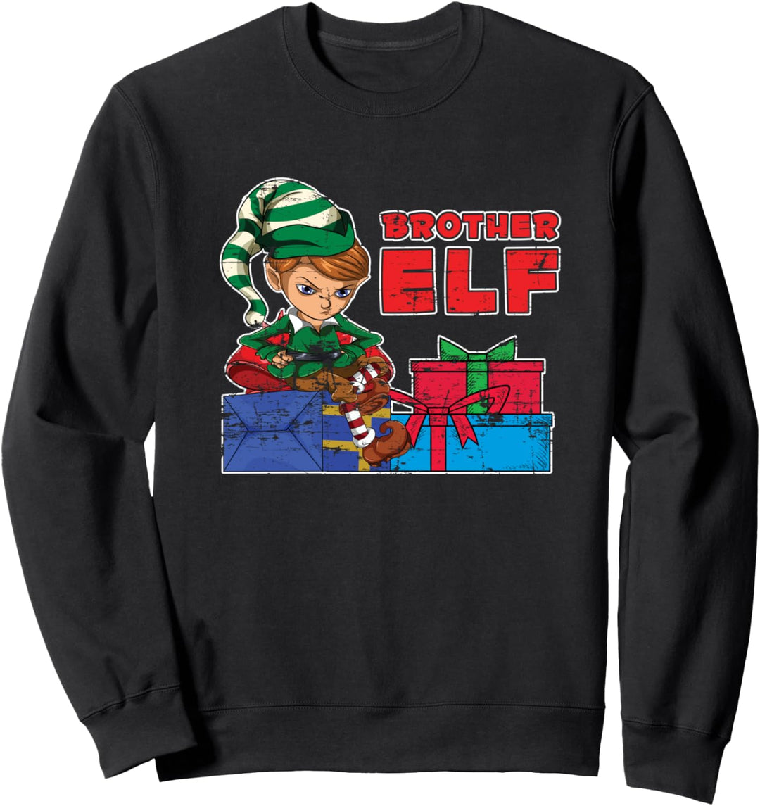 Bruder Elfe Partnerlook Outfit Geschenk Weihnachtselfe Sweatshirt