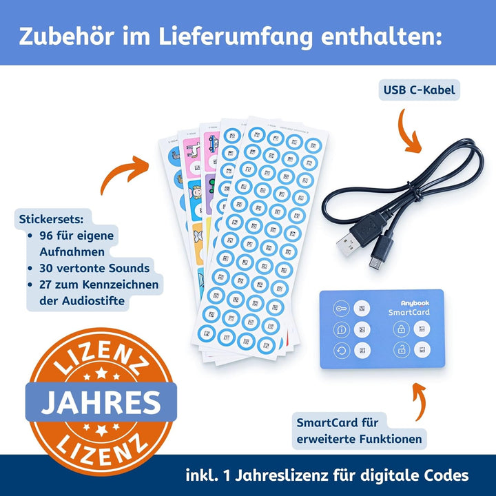 ANYBOOK Pro - der Audiostift mit Aufnahme- und Wiedergabefunktion, als Lernhilfe für Grundschule För