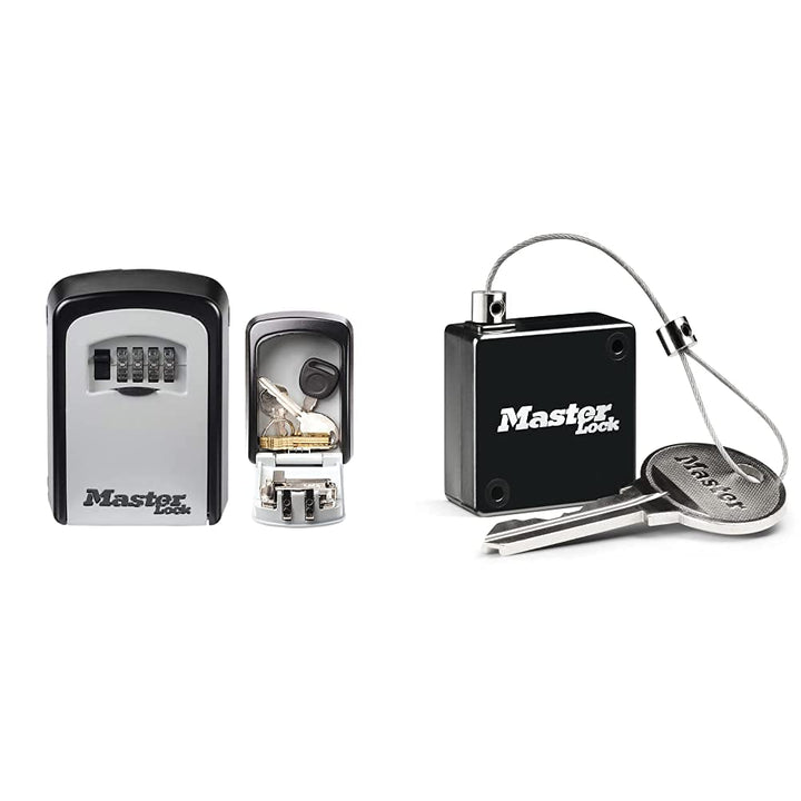 Master Lock Schlüsseltresor + Ausziehbares Schlüsselkabel [Medium] [Wandhalterung] [Zahlencode] - 54