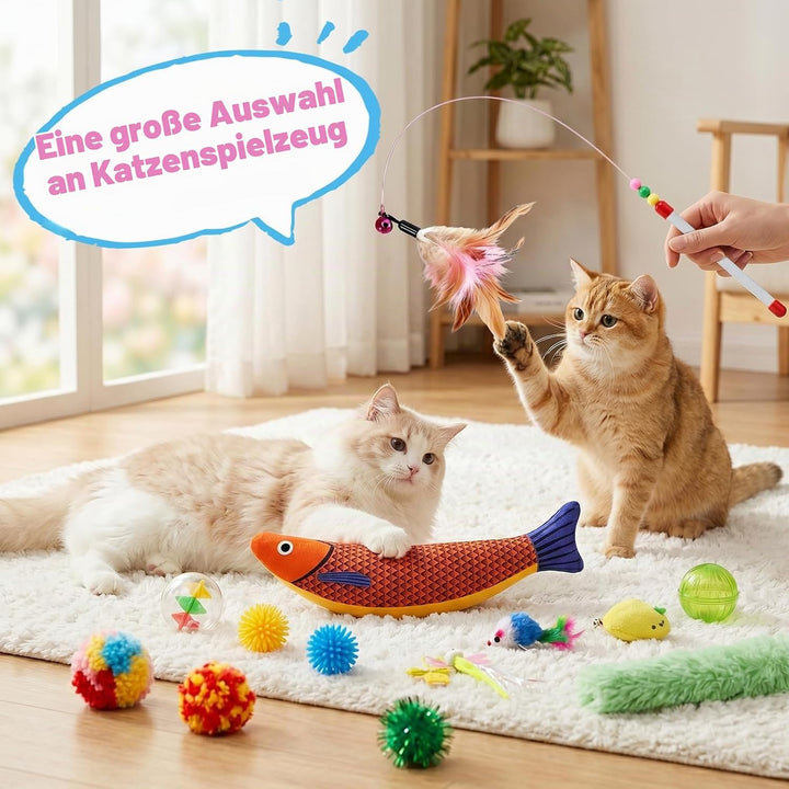CENOVE 41 Stück interaktives Katzenspielzeug Set für Wohnungskatzen – inklusive weicher Matte, katze