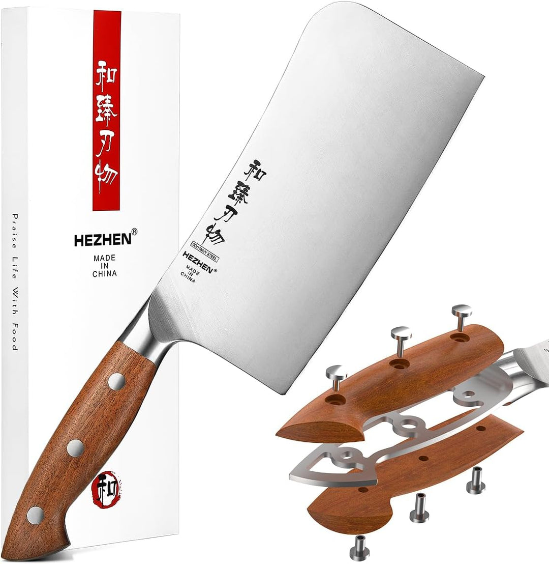 HEZHEN Hackmesser Chinesisches Kochmesser, Fleischermesser Asiatischer Art, Scharfes Küchenmesser Me