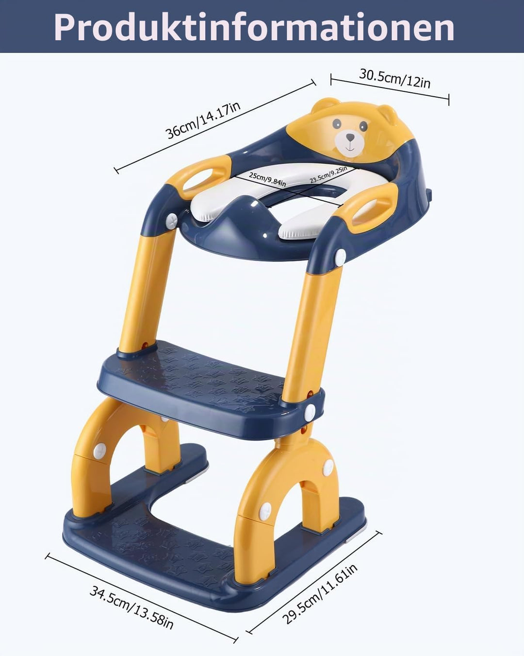 Toilettensitz Kinder mit Treppe,2-in-1 Kinder WC Sitz Toilette für Kinder mit Gepolstertem Sitz, Kin