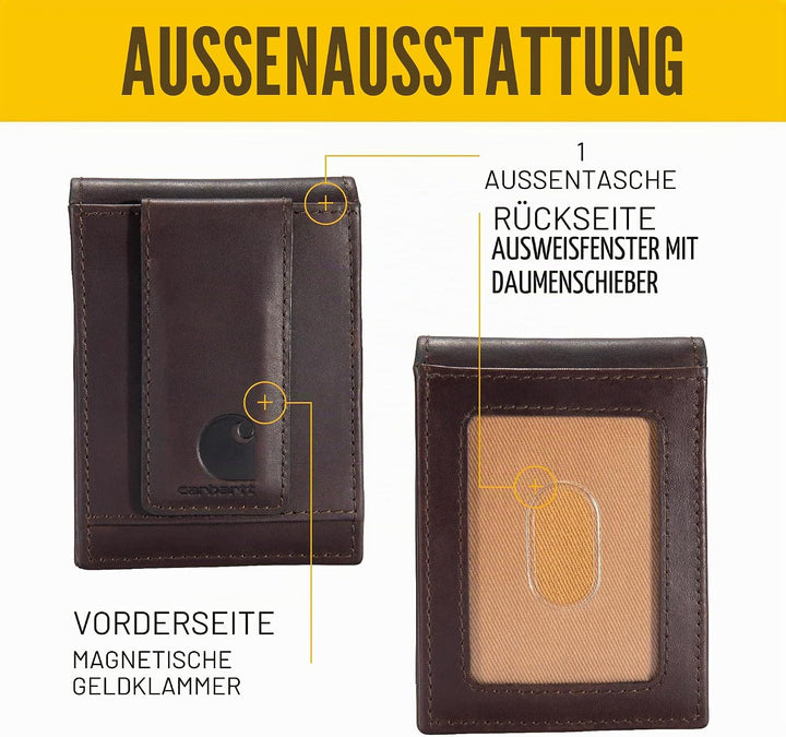 Carhartt Herren-Geldbörsen aus strapazierfähigem Leder, in Mehreren Stilen erhältlich Dunkelbraun, D
