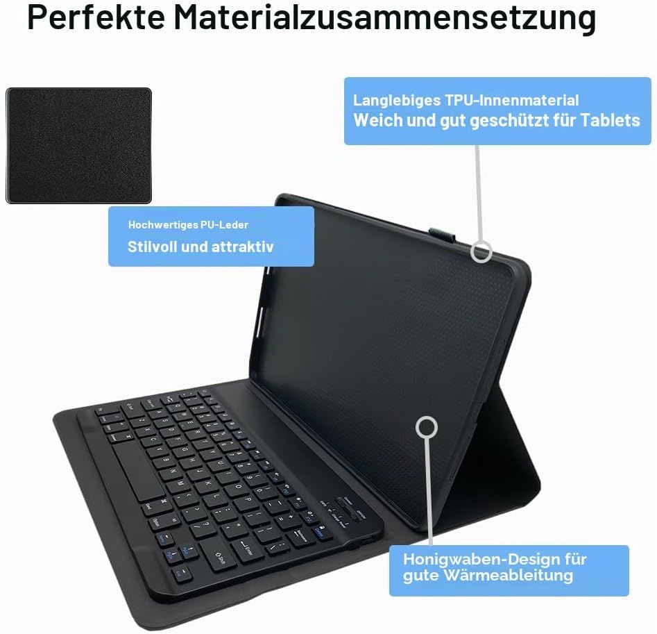 Tastatur hülle für Lenovo Tab M10 Plus 10,3 Zoll FHD (TB-X606F/TB-X606X) / K10 (TB-X6C6) Hülle mit T