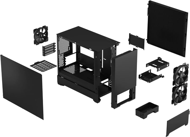 Fractal Design Pop Mini Silent Black – Solid - Bitumen Side Panels and Sound-dampening Foam - Three