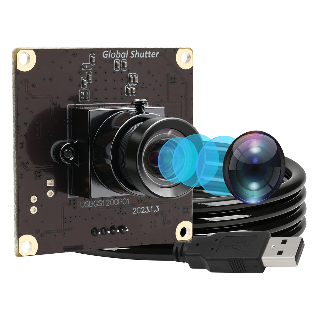ELP 90fps Global Shutter USB-Kameramodul, 1200P Hochgeschwindigkeitskamera, Weitwinkelobjektiv ohne