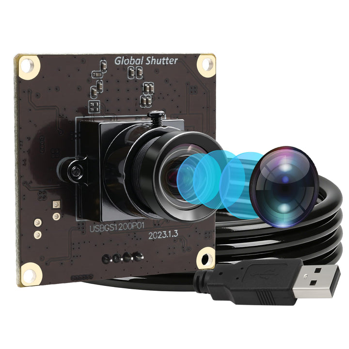 ELP 90fps Global Shutter USB-Kameramodul, 1200P Hochgeschwindigkeitskamera, Weitwinkelobjektiv ohne