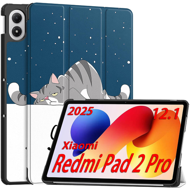GIOPUEY Hülle Kompatibel mit Xiaomi Redmi Pad 2 Pro 12.1 2025, Flip Case [Bracket-Funktion] 360° Sch