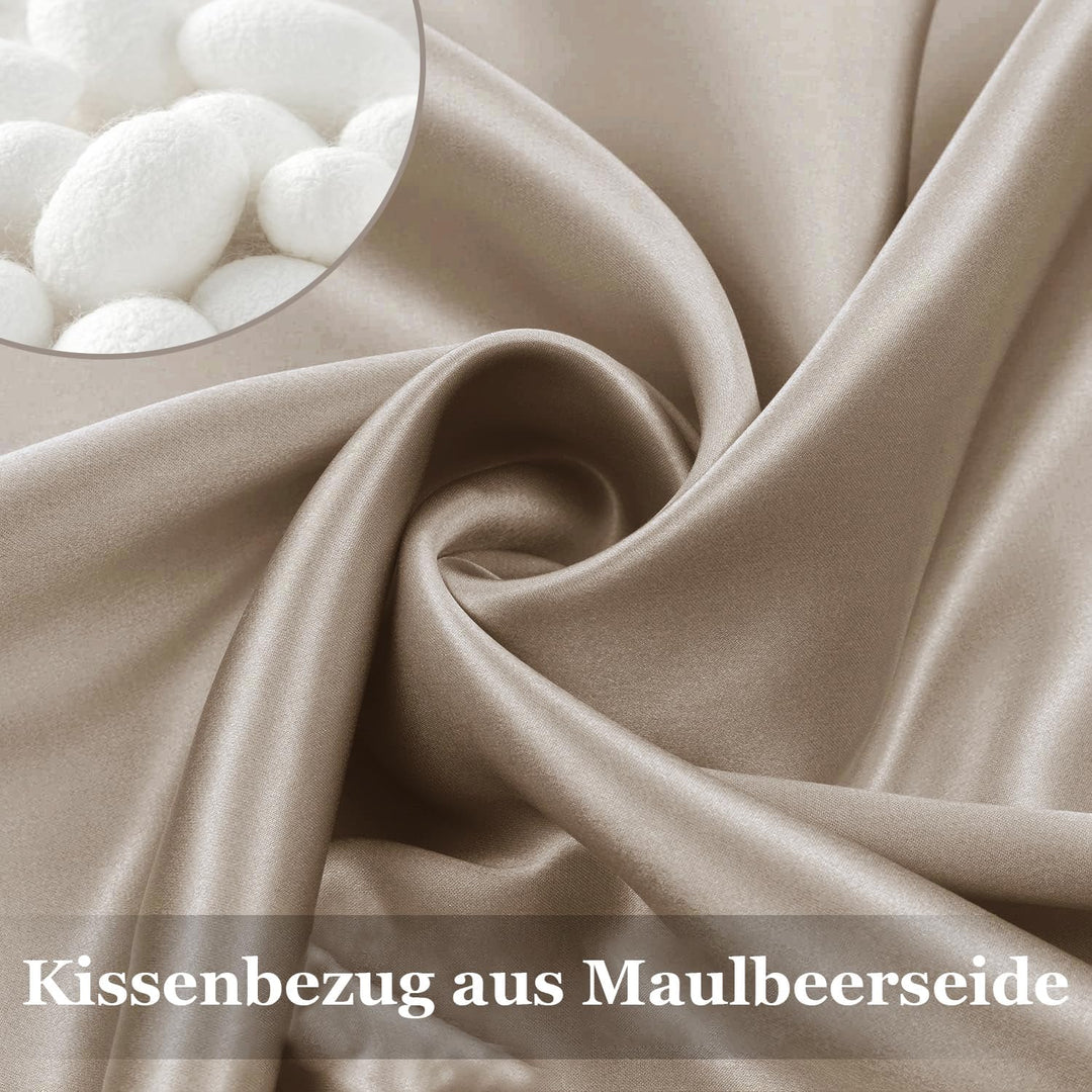 Adubor Seidenkissenbezug 40x80cm für Haar und Haut, mit verstecktem Reissverschluss, beide Seiten, 2
