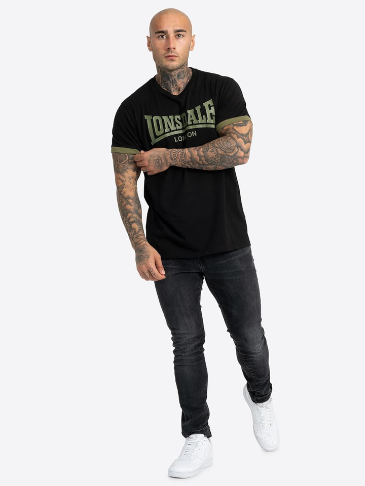 Lonsdale Herren Townhead T-Shirt S Black/Olive, S Black/Olive