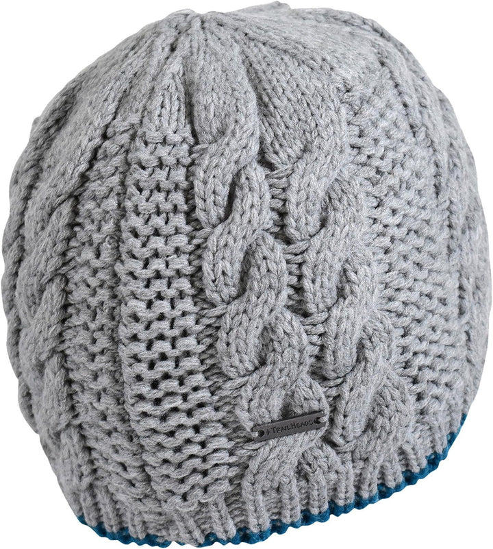 TrailHeads Damen Zopfstrickmütze mit Fleecefutter | Wintermütze Einheitsgrösse grau meliert, Einheit